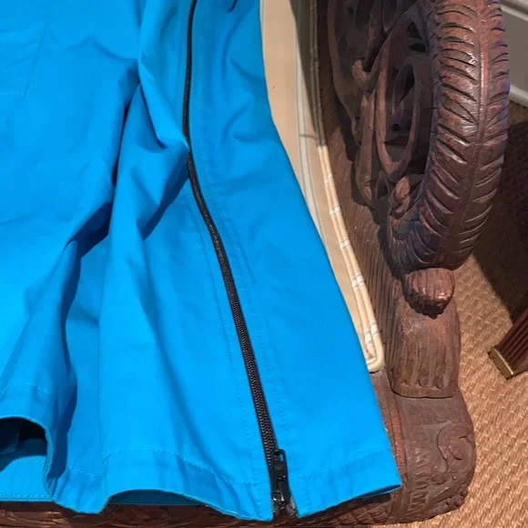 BALENCIAGA BLUE COTTON GABARDINE A-LINE TRENCH COAT W/BLACK ZIPPER ARM-HEMLINE 4 - Picture 10 of 16